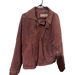 Santa Fe Outback Burgundy Leather Bomber Jacket • Men’s Small • Vintage